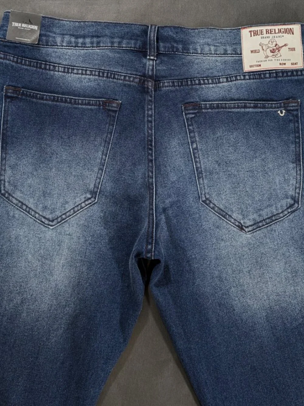 True Religion Jeans Men`s Size 36x32 Blue Dark Wash Geno Relaxed Slim Denim